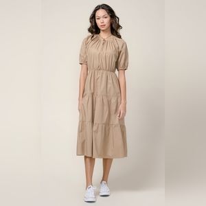 Greylin Donna Poplin Tiered Midi Dress